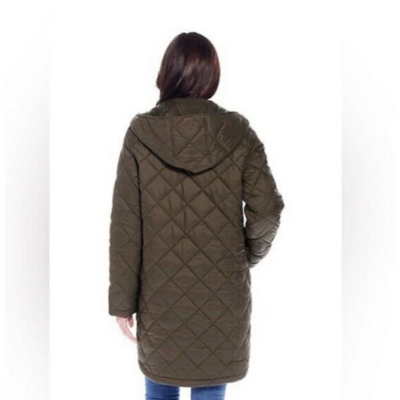*SOLD* NWT Weatherproof Hooded Diamond-Quilted Duffle Coat Olive Green XL - Picture 2 of 5